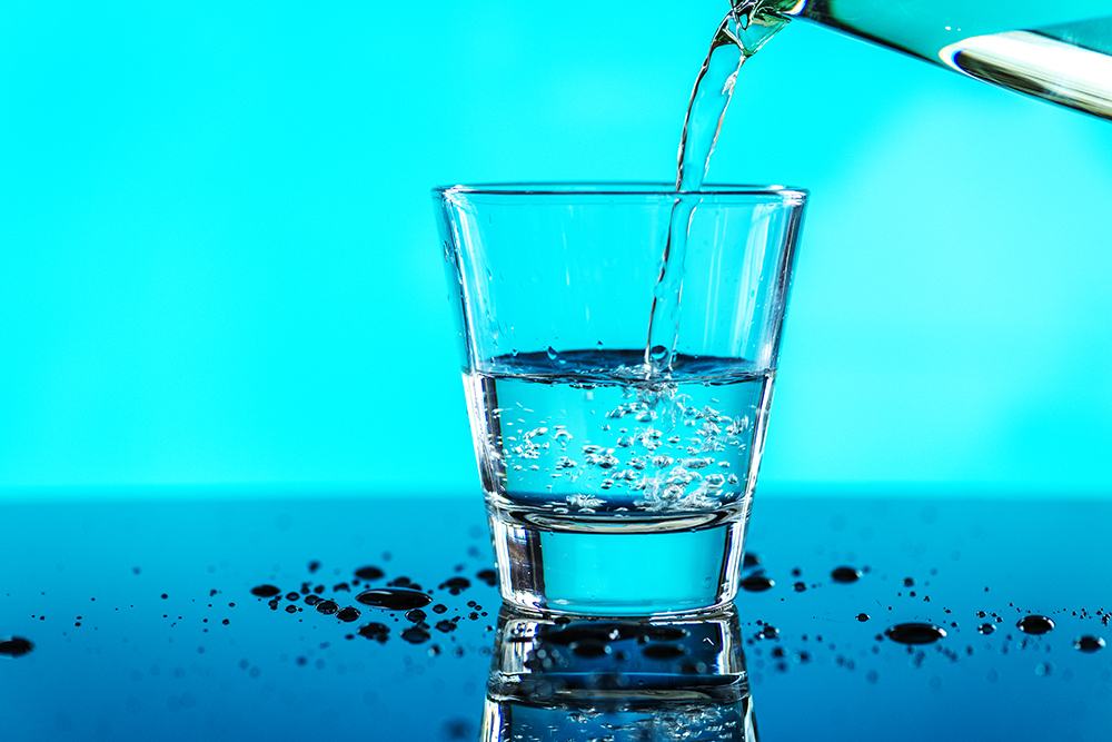 glass of water macro shot